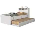 Kit Cama Ravena Solteiro Compacta com Cama Auxiliar e 2 Gavetas P/ Quarto Infantil Juvenil PS Móveis