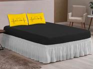 Kit cama saia box ajustavel + lençol vida queen 03 peças amarelo preto