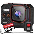 Kit Câmera de ação Wifi SC02 4k 60fps + Memória 64gb + Bastão Filmadora Sport 20mp Mergulho Moto Bike Surf IP68