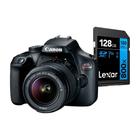 Kit Câmera Digital Canon EOS Rebel T100 Com Lente EF-S 18-55mm f/3.5-5.6 III + Cartão de Memória Lexar Blue 256GB KCC20020