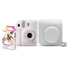 Kit Câmera Instantânea Fujifilm Instax Mini 12 Branca + Pack 10 filmes Macaron + Bolsa Branco Marfim