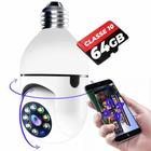 Kit Câmera ip Wi-fi Panorâmica Lâmpada com Visão Noturna + Cartão Micro sd 64GB