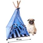 Kit Caminha Pet Cachorro Gato Cabana Toca Azul Com Preto M