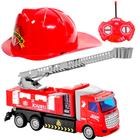 Kit Caminhão de Brinquedo Bombeiros de Controle com Capacete Resgate