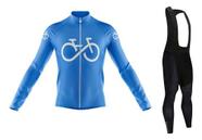 Kit Camisa Bretelle Longo Bike Forever Azul Dryfit Ciclismo