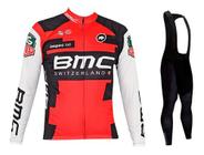 Kit Camisa Bretelle Longo Bmc Ciclismo Dryfit Bike Gel Bike