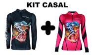 Kit Camisa Camiseta de Pesca Casal Nortrek Tucunaré Proteção Uv50+