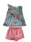 Kit camisa florida + shorts rosa menina 2 anos Carters