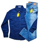 Kit camisa jeans +calça jeans skine com cinto Tam 4,6 e 8 anos.