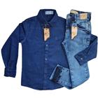 kit camisa jeans + calça masculina infantil menino Tam 10 a 16 anos.