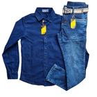 Kit camisa jeans e calca jeans skine com elastano Tam 4 a 16 anos .