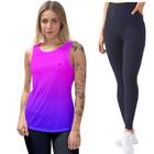 Kit Camisa Regata Feminina Legging Calça Academia Corrida Yoga Pilates Dry Tecido Leve Proteção UV50