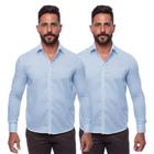 Kit Camisa Social Masculina Manga Longa Slim 2 Cores Iguais