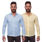 Kit Camisa Social Masculina Manga Longa Slim 2 Peças