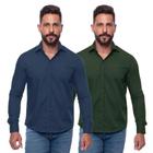 Kit Camisa Social Masculina Manga Longa Slim 2 Peças