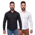 Kit Camisa Social Masculina Manga Longa Slim 2 Peças