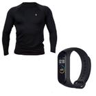 Kit Camisa Térmica Masculina UV Segunda Pele Protação Solar 50+ Manga Longa Dry Fit + Relógio