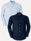 Kit Camisas Masculinas Tommy Hilfiger Regular Core Flex Poplin Azul Marinho/Azul Claro 2 UN