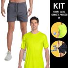 Kit Camiseta Academia Fitness Corrida PROTEÇÃO SOLAR UV SOLAR + Shorts Tactel ELASTANO 711