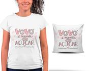 Kit Camiseta + Capa para Almofada Dia Das Mães Presente Melhor AVÓ Homenagem Tema VOVÓ