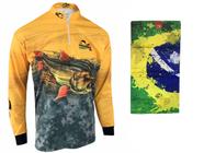 Kit Camiseta de Pesca Faca na Rede CS Dourado 2021 + Bandana