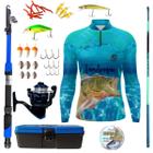 Kit Camiseta De Pesca Mais Artigos De Pesca Isca Molinete