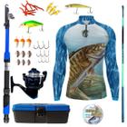 Kit Camiseta De Pesca Mais Artigos De Pesca Isca Molinete