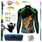 Kit Camiseta De Pesca Mais Artigos De Pesca Isca Molinete