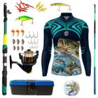 Kit Camiseta De Pesca Mais Artigos De Pesca Isca Molinete