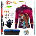 Kit Camiseta De Pesca Mais Artigos De Pesca Isca Molinete