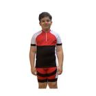 Kit Camiseta E Bermuda Ciclista Ciclismo Mtb Bike Infantil Vermelho - D&A Collection Modas