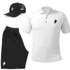 Kit Camiseta Gola Polo Masculina Casual Com Bermuda e Boné Dibre 