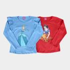 Kit Camiseta Infantil Disney Princesas Cinderela e Branca de Neve Menina - 2 Peças