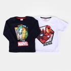 Kit Camiseta Infantil Marvel Malha Avengers Homem de Ferro Menino - 2 Peças