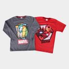 Kit Camiseta Infantil Marvel Malha Avengers Homem de Ferro Menino - 2 Peças