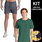 Kit Camiseta Masculina ALGODÃO Camisa Academia Corrida Casual + Shorts Tactel ELASTANO 712