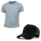Kit Camiseta Masculina Camisas 100% Algodão Slim Basicas + Boné