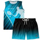 Kit Camiseta Regata Cavada Masculina Short Estampado Verão Fitness Confortavel - Efect