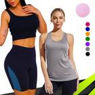 KIT Camiseta REGATA DRY FIT Feminina + SHORT Leg Legging REDINHA Suplex Conjunto Fitness 633