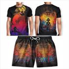 Kit Camiseta + Short Masculino Adulto e Infantil One Piece Praia Calor Verão