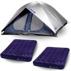 Kit Camping Barraca 8 Pessoas Luna + 2 Colchoes Inflaveis Casal com Inflador de Pe  Mor 