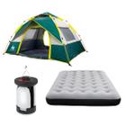 Kit Camping Barraca Auto AF-20 2/3 Pessoas + Colcao Casal + Enchedor + Lampiao LYD - Nautika