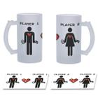 Kit Caneca De Chopp Casal Gamer Player 1 E 2 Presente Geek