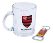 Kit Caneca De Vidro Flamengo + Abridor De Garrafa