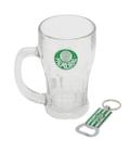 Kit Caneca Do Palmeiras Vidro Com Abridor De Garrafas 450Ml