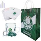 Kit Caneca Palmeiras Vidro, Abridor, Jogo Baralho e Sacola