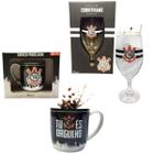 Kit Caneca Porcelana Preto 300Ml Tu És Orgulho + Taça - Brasfoot