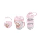 Kit Caneca Porta Chupeta e Dosador de Leite em Pó Ursa Rosa