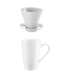 Kit Caneca + Suporte Coador Em Porcelana Branca Café 400 ml