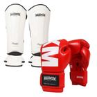 Kit Caneleira Classic White + Luva Boxe Muay Thai Kickboxing Maximum MXM Vermelho 12oz - Maximum Boxing